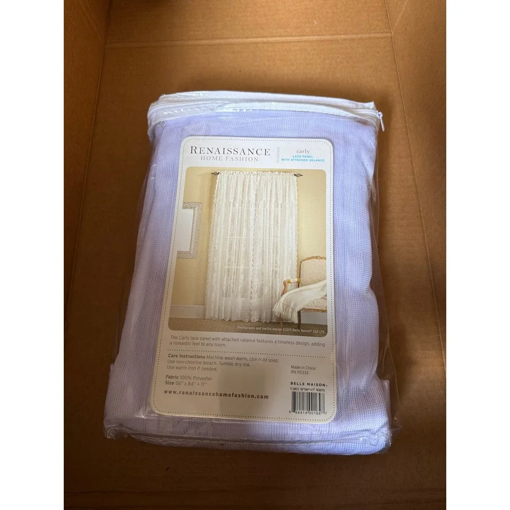Renaissance Carly White Lace Curtain attached Valance 56x84in lot of 5 panels